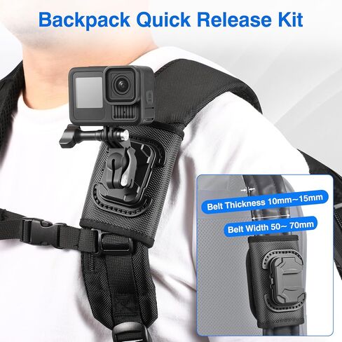 Backpack Mount for Insta360 Luna Ultra X5 X4 Air Ace Pro 2 Accessories | Shoulder Strap Clip Holder 360° Adjust Quick Release for DJI Osmo 360 Nano Action 6 5 Pocket 4 3 for GoPro Max2 13 mission in Saudi Arabia