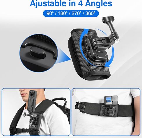 Backpack Mount for Insta360 Luna Ultra X5 X4 Air Ace Pro 2 Accessories | Shoulder Strap Clip Holder 360° Adjust Quick Release for DJI Osmo 360 Nano Action 6 5 Pocket 4 3 for GoPro Max2 13 mission in Saudi Arabia