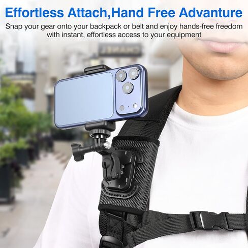 Backpack Mount for Insta360 Luna Ultra X5 X4 Air Ace Pro 2 Accessories | Shoulder Strap Clip Holder 360° Adjust Quick Release for DJI Osmo 360 Nano Action 6 5 Pocket 4 3 for GoPro Max2 13 mission in Saudi Arabia