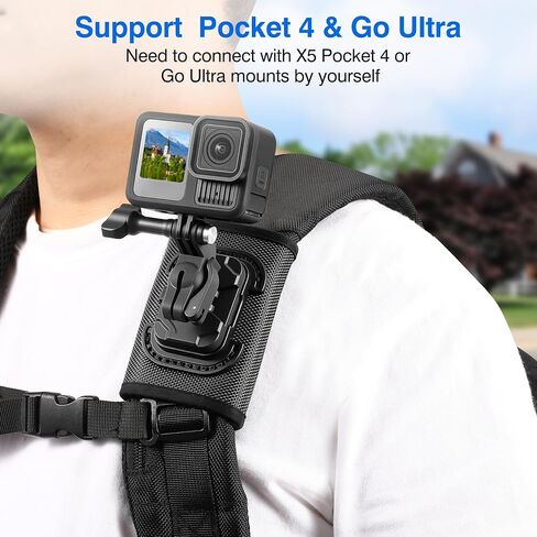 Backpack Mount for Insta360 Luna Ultra X5 X4 Air Ace Pro 2 Accessories | Shoulder Strap Clip Holder 360° Adjust Quick Release for DJI Osmo 360 Nano Action 6 5 Pocket 4 3 for GoPro Max2 13 mission in Saudi Arabia
