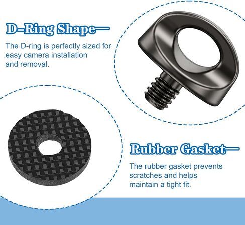 2Pcs 1/4 Camera Screw- Quick Install Metal Tripod Screw, 5 mm Thread Length | D-Ring Camera Screw Adapters for Tripod Mount, Quick Release Plate, Wrist Strap Tripod, DSLR, JIS B 7103 1/4"-20 UNC Thread in Saudi Arabia