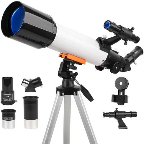 Telescope, 70mm Aperture Portable Refractor Telescopes for Astronomy Beginners, 500mm Professional Travel Telescope with Carry Bag, White in Kuwait