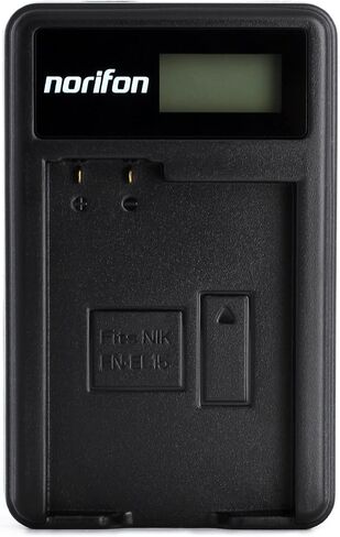 Norifon EN-EL15 LCD USB Charger for Nikon 1 V1, D500, D600, D610 | Compatible with Nikon D7000, D7100, D7200, D750, D800, D800E, D810, D810A in Saudi Arabia