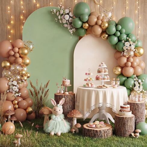 131 Pcs Arch Fabric Backdrop Cover and Balloon Sets 7.2ft & 6ft Wedding Birthday Party Spandex Stretchy Backdrop for Bridal Shower Graduation Ceremony(Sage Green, White,Simple) in Saudi Arabia