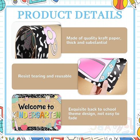 Back to School Backdrop Welcome to Kindergarten Classroom Banner Decoration 39x25 in Large First Day of School Party Composition Notebook Kraft Paint Paper for Classroom Teacher Office Decorations in Saudi Arabia
