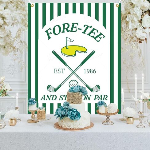 Fore-TEE and Still on Par Birthday Backdrop Banner, 40th Golf Birthday Decorations, 40th Golf Party Backdrop, Lets Par Tee Birthday Party Background, 51 * 61 Inch in Saudi Arabia