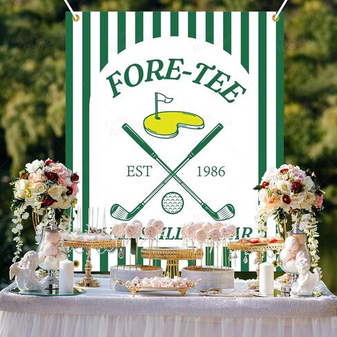 Fore-TEE and Still on Par Birthday Backdrop Banner, 40th Golf Birthday Decorations, 40th Golf Party Backdrop, Lets Par Tee Birthday Party Background, 51 * 61 Inch in Saudi Arabia