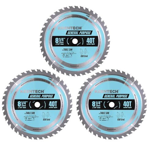KEENTECH 8-1/4" Table Saw Blade 40T, 3-Pack, General Purpose for Wood | 3-pack save cost, safe weld, fits 5/8" bore, lasts 20% longer, smooth cuts on plywood/MDF in Saudi Arabia