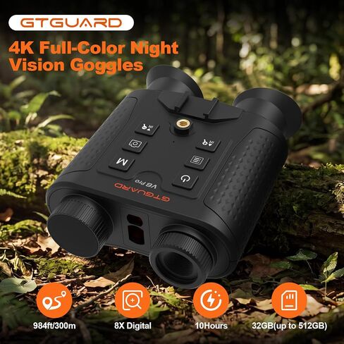 V6 Pro 4K Night Vision Binoculars Head Mounted with Rangefinder, 8X Digital Zoom Infrared Viewer, Rechargeable Night Vision Goggles with 512GB Support for Hunting in Saudi Arabia