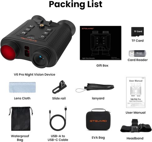 V6 Pro 4K Night Vision Binoculars Head Mounted with Rangefinder, 8X Digital Zoom Infrared Viewer, Rechargeable Night Vision Goggles with 512GB Support for Hunting in Saudi Arabia