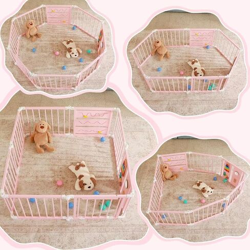 Foldable Wooden Baby Playpen with Soft Play Mat & Gate | 36 Colorful Balls, Adjustable Panels, Portable Play Area, Activity Center, Babies & Toddlers, 56x56x23inches in Saudi Arabia