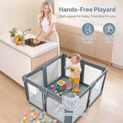 Dripex Foldable Baby Playpen, 50 x 50 Playpen for Babies and Toddlers | Included Cushion/Balls/Pull up Rings/Carry Bag, Breathable Visible Mesh, Quick Setup & Storage, Indoor/Outdoor Use in Saudi Arabia
