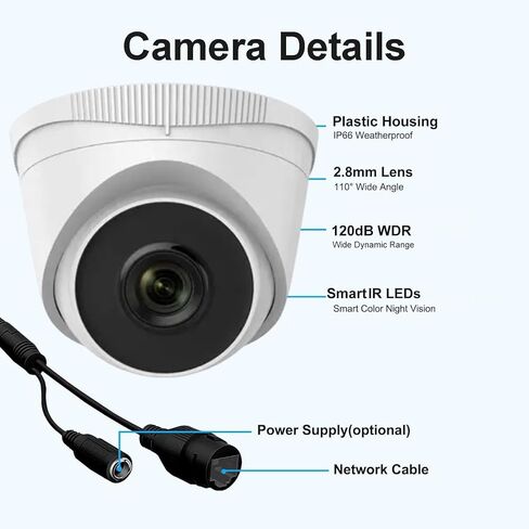 Real HD IPC-T240H 4MP POE IP Turret Camera 2.8mm Lens Smart IR Night Vision | H.265+ WDR Compatible with Ⲏіkconnect/iVMS4200/Guarding Vision in Kuwait