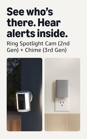 Ring Spotlight Cam, Battery (newest model), White with Chime (3rd Gen) in Saudi Arabia
