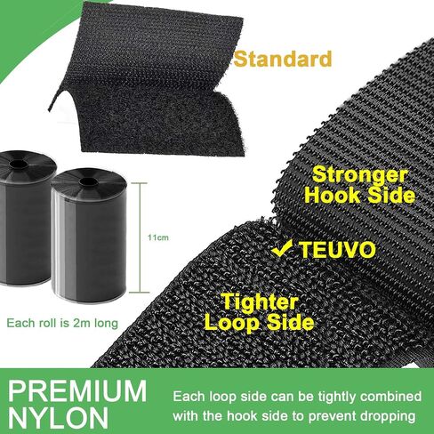 TEUVO Non Slip Mattress Pad, Keep Mattress in Place for a Great Night’s Sleep, Premium Hook and Loop Tape with Adhesive for Mattresses with Smooth Surfaces, DIY 11 cm Wide and 2 M Long in Saudi Arabia
