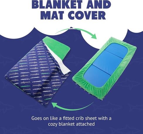 WTPDR Nap Pocket – Toddler Nap Mat Cover and Blanket for Preschool and Day Care – Machine Washable & Easily Foldable – Roll Nap Mat for Toddlers, Shark Pattern in Saudi Arabia
