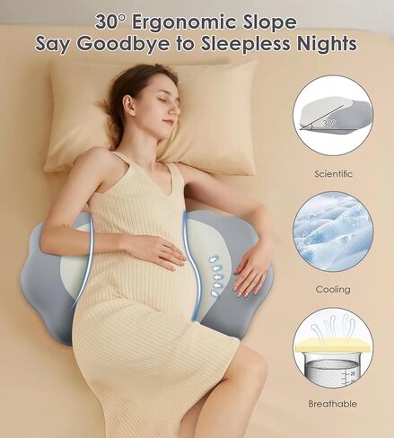 Memory Foam Pregnancy Pillows for Sleeping, Side Sleeper Maternity Pillow Support for Back Belly HIPS, Adjustable Wedge Pillow for Pregnant Women, Side Sleeping Pregnant Pillows with Pillowcase in Saudi Arabia