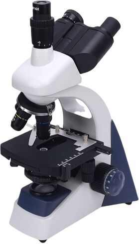 Brilluxa Trinocular Microscope, 40X-1600X Compound Microscope and Laboratory Optical Scope with LED Light, Adjustable Aluminum Alloy Stand, DC 5V 1A for Lab Sample Viewing in Kuwait