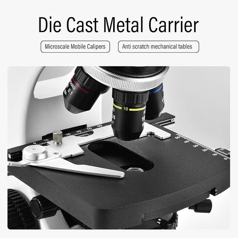 Brilluxa Trinocular Microscope, 40X-1600X Compound Microscope and Laboratory Optical Scope with LED Light, Adjustable Aluminum Alloy Stand, DC 5V 1A for Lab Sample Viewing in Kuwait
