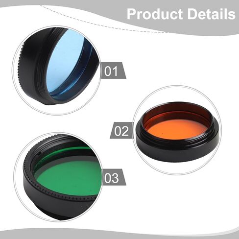 1.25 Inch Telescope Color Filter Set 6 Colors Metal Frame | Aluminum Alloy Frame 31.7mm Threaded Filter Kit with Protective Case for Astronomical Planetary Lunar Nebulae Observation in Saudi Arabia