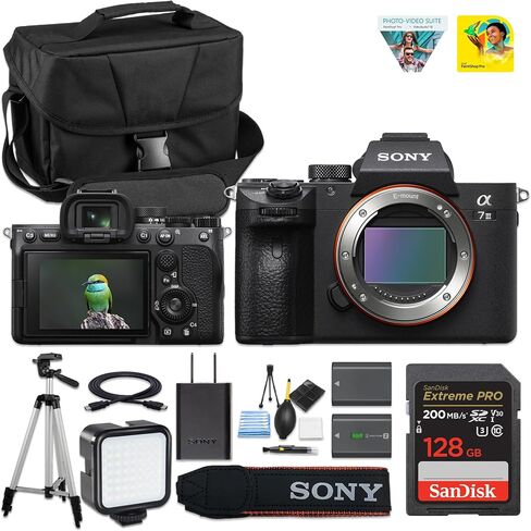 Sony a7 III Full-Frame Mirrorless Interchangeable-Lens Camera (Body Only) with 3-Inch LCD,Base Configuration + LED Light + Tripod + Spare Extra Replacement Battery + 128GB Card + Camera Case in Kuwait