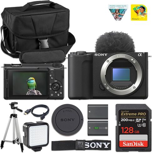 Sony Alpha ZV-E10 II Mirrorless Camera (Body Only) (Black), 26MP APS-C Sensor, AI Autofocus, 4K Video & Flip Screen | for Vlogging & Content Creation + Spare Extra Battery + 64GB Card + Camera Case in Kuwait