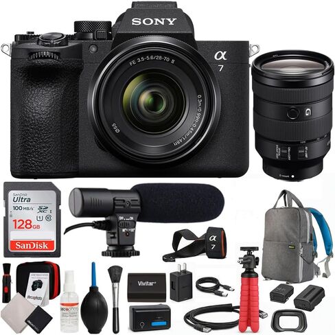 Sony a7 V Full-Frame Mirrorless Interchangeable Lens Camera with 28-70mm II Lens Bundle with Sony FE 24-105mm F4 G OSS E-Mount Full-Frame Zoom Lens + 128GB Card + Camera Bag + Accessories in Saudi Arabia