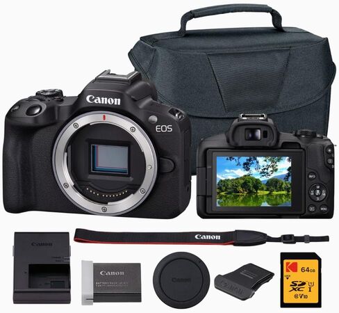 Canon EOS R50 Mirrorless Camera Bundle (Black) | Cropping Guide Firmware in Saudi Arabia