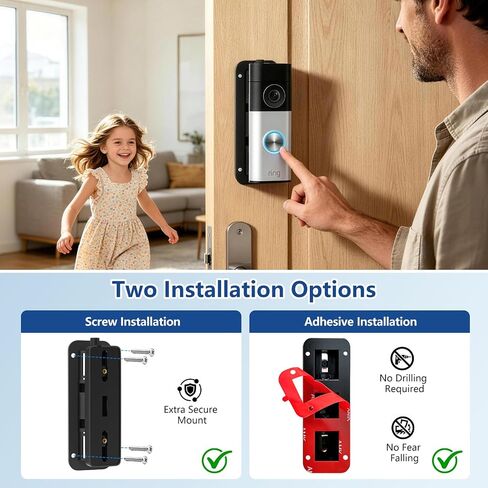 Adjustable Angle Doorbell Mount for Ring Battery Doorbell/Plus/Pro 2nd Gen (2026 Release)/Ring Wired Doorbell 2nd Gen(2025/2026 Release), No-Drilling Mounting Bracket with Wide Viewing Angle in Saudi Arabia