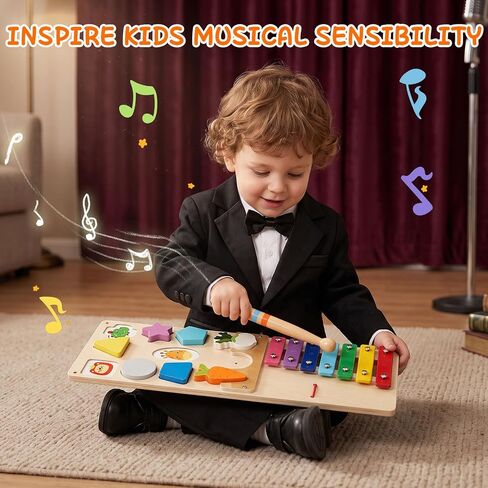 Montessori Busy Board for Toddlers 1-3, 2 Pcs Wooden Sensory Activity Board | Toddler Montessori Toys for Fine Motor Skills, Preschool Learning Travel Educational Toy for Boys & Girls in Saudi Arabia