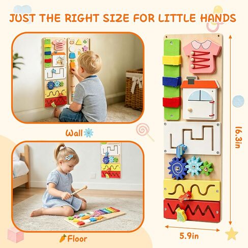 Montessori Busy Board for Toddlers 1-3, 2 Pcs Wooden Sensory Activity Board | Toddler Montessori Toys for Fine Motor Skills, Preschool Learning Travel Educational Toy for Boys & Girls in Saudi Arabia