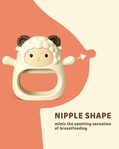 Lamb Baby Teething Toys for 3-12 Months, Silicone Teething Mitten with Pacifier-Shaped Chew Arms, Wearable No-Drop Hand Teether for Teething Relief, BPA Free (2 Pack) in Saudi Arabia