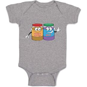 Custom Baby Bodysuit Peanut Butter - Jelly Funny Cotton Boy & Girl Baby Clothes Oxford Gray Design Only 6 Months in Saudi Arabia