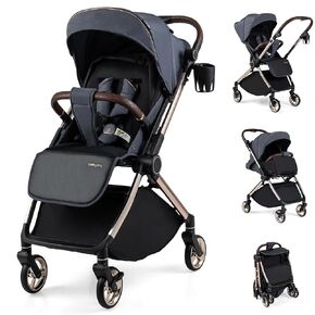 BABY JOY Baby Stroller with Reversible Handle & Easy One-Hand Fold | Compact Travel Stroller with Adjustable Backrest, Canopy, Cup Holder & Storage Basket for Newborn Toddlers in Saudi Arabia