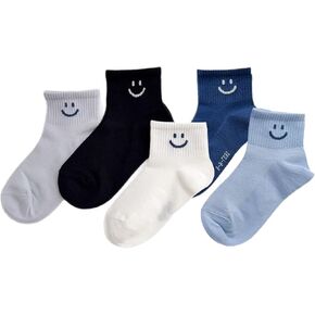 Baby Toddler Coton Socks with Happy Faces，Boys Girls Breathable Mesh Thin Summer Kids Ankle Socks,5 Pack in Saudi Arabia