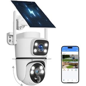 4MP PTZ Dual Lens Solar Wireless Security Camera Outdoor WiFi Cameras 1Pack | 2.5K Color Night, 2.4/5GHz WiFi, 2-Way Audio, PTZ Auto-Tracking, 2 Antennas Stronger Signal, PIR+AI Motion Detection,Free APP in Saudi Arabia