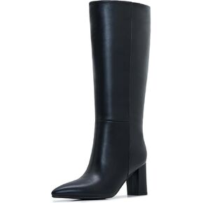 Wide Calf Knee High Boots For Women Plus Size Side Zipper Leather Chunky Heel Boots Heeled Pointed Toe Tall in Saudi Arabia
