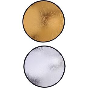Toddmomy 2pcs Portable Photography Reflector 30cm Mini Round Light Reflector Disc Silver Gold Double-Sided Photo for Studio and Outdoor Portrait Lighting in Kuwait