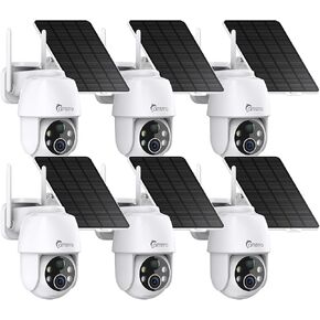 6 Pack Wireless Solar Security Cameras for Home Outdoor | 2K 360° View, Color Night Vision, 2.4Ghz WiFi Only, AI Detection & 2-Way Audio, Alexa/Google Compatible in Kuwait