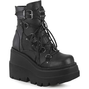 Demonia Women's Shaker-60 Black Vegan Leather Ankle Boots in Saudi Arabia
