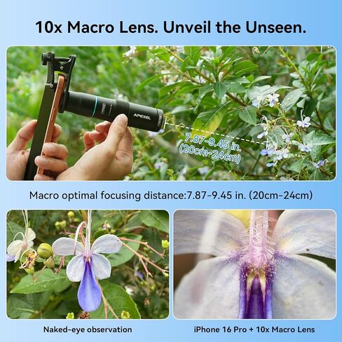 APEXEL 10X Tele-Macro Pro Dual Lens 2-in-1 Compatible with iPhone 15 Promax in Saudi Arabia