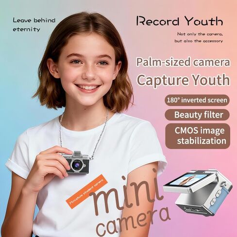 Yaslayp Mini Flip Screen Retro Camera for Birthday Gift, 1.47" LCD 1080P HD | Y2K Mini Keychain Camera with 6 Vintage Color Modes, 180°Rotating Selfie Screen for Party Travel Volg in Saudi Arabia