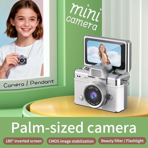 Yaslayp Mini Flip Screen Retro Camera for Birthday Gift, 1.47" LCD 1080P HD | Y2K Mini Keychain Camera with 6 Vintage Color Modes, 180°Rotating Selfie Screen for Party Travel Volg in Saudi Arabia