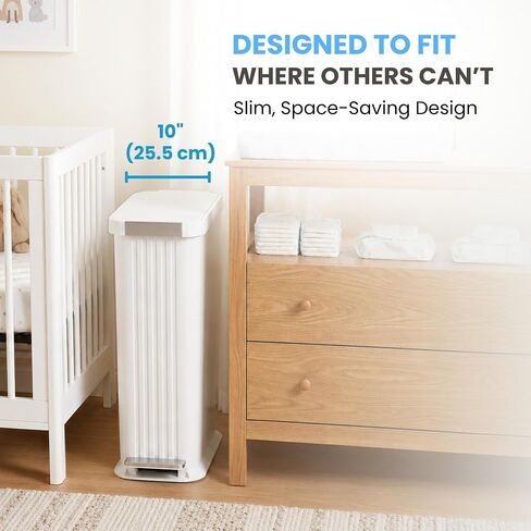 Patented 13 Gallon Step Diaper Pail, Fits Kitchen Bags, Odor Filter, 50L Baby Trash Can, 135 Diaper Capacity, No Refills Needed, for Nursery Diapers & Adult Incontinence Underwear, Matte White in Saudi Arabia