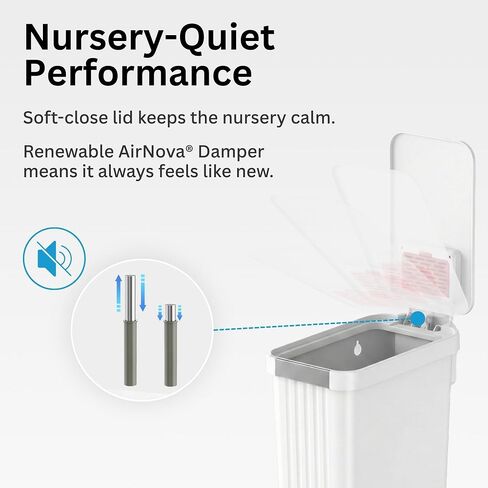 Patented 13 Gallon Step Diaper Pail, Fits Kitchen Bags, Odor Filter, 50L Baby Trash Can, 135 Diaper Capacity, No Refills Needed, for Nursery Diapers & Adult Incontinence Underwear, Matte White in Saudi Arabia