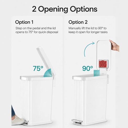 Patented 13 Gallon Step Diaper Pail, Fits Kitchen Bags, Odor Filter, 50L Baby Trash Can, 135 Diaper Capacity, No Refills Needed, for Nursery Diapers & Adult Incontinence Underwear, Matte White in Saudi Arabia