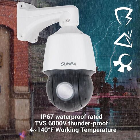 SUNBA Auto Tracking PTZ Camera PoE+ Outdoor, 4MP 25X Optical Zoom Smart Security Dome, RTMP for YouTube Live Streaming, Two-Way Audio and Long Range Infrared Night Vision (P525, Performance Series) in Kuwait
