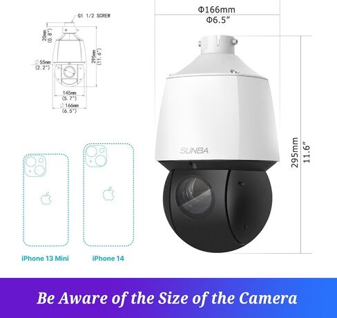 SUNBA Auto Tracking PTZ Camera PoE+ Outdoor, 4MP 25X Optical Zoom Smart Security Dome, RTMP for YouTube Live Streaming, Two-Way Audio and Long Range Infrared Night Vision (P525, Performance Series) in Kuwait