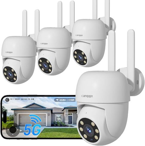 WiFi Security Camera Outdoor Wired, Camera for Home Security(4 Cams) | 2.4/5GHz WiFi, Auto Tracking, Color Night Vision, Motion Detection, 2-Way Audio, 24/7 Recording, Work with Alexa/Google Home in Saudi Arabia