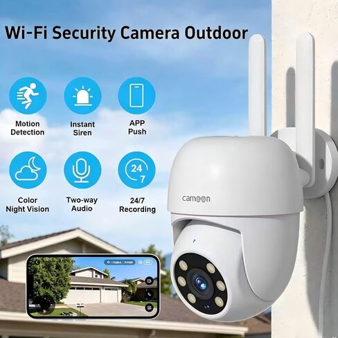 WiFi Security Camera Outdoor Wired, Camera for Home Security(4 Cams) | 2.4/5GHz WiFi, Auto Tracking, Color Night Vision, Motion Detection, 2-Way Audio, 24/7 Recording, Work with Alexa/Google Home in Saudi Arabia
